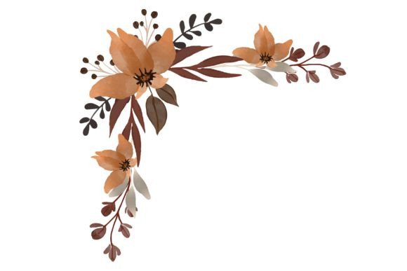 Brown Floral Frame for Wedding Card: A Classic Versatile Watercolor Illustration