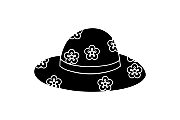 Elevate Your Designs with a Black Floral Beach Hat Digital Asset