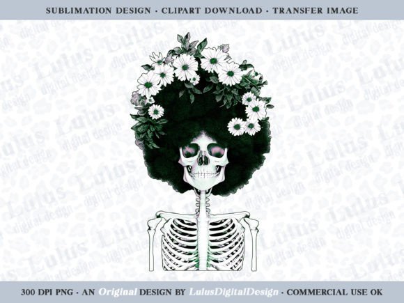 Emerald Green Floral Skeleton Clipart: A Unique Design Asset