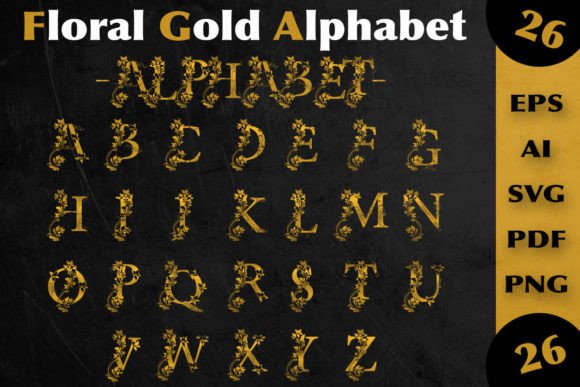 Floral Gold Alphabet: Elevating Design from A to Z