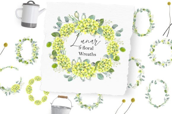 The LUNAR Floral Wreaths Set: Hand-Painted Elegance for Your Creative Projects