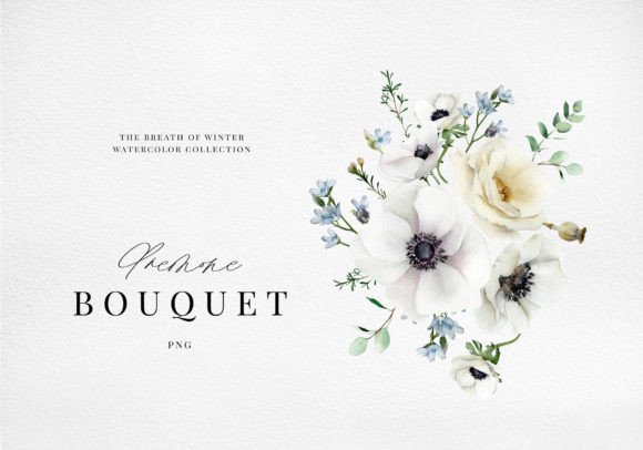 The White Anemone & Rose Bouquet: A Hand-Painted Digital Asset for Creative Projects