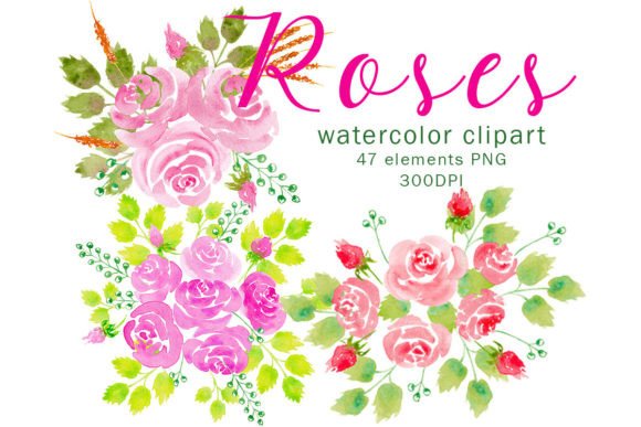 Unlock Creative Elegance with Watercolor Floral Clipart Pink Roses