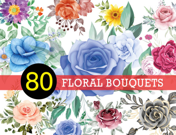 Unlock Creative Projects with 80 Floral Bouquets Clipart